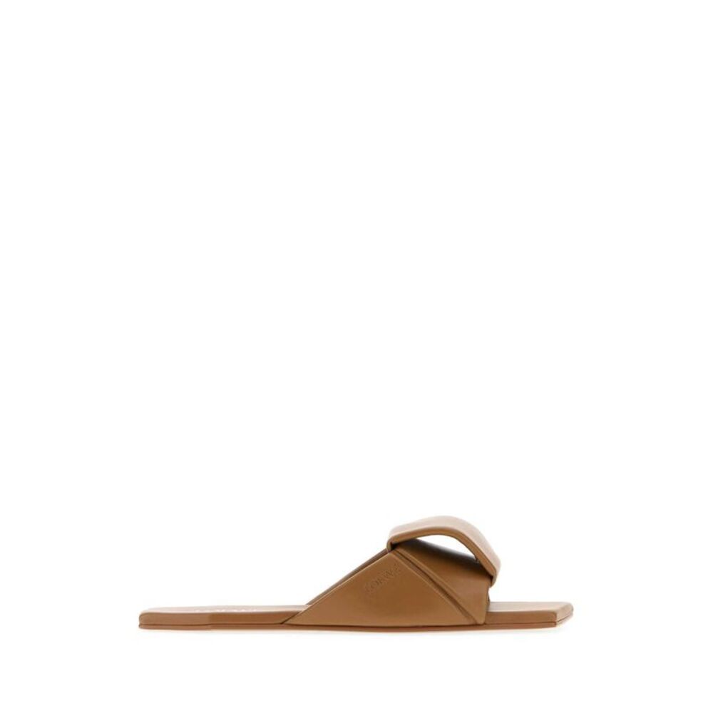 Loewe Women Camel Leather Origami Slippers